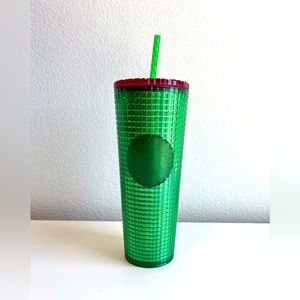 NEW Starbucks Venti Green Grid design with Red lid reusable water bottle